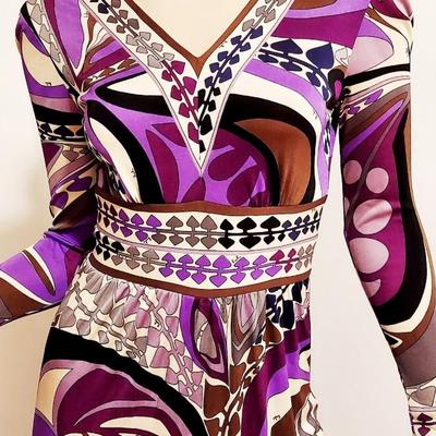 Emilio Pucci Rare 1950's Purple Silk Maxi dress beads & Sequins