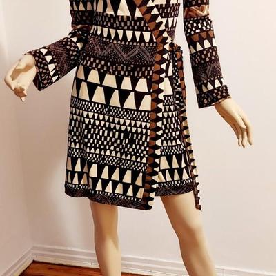 Diane Von Furstenberg Silk Wrap Dress Geometric Print