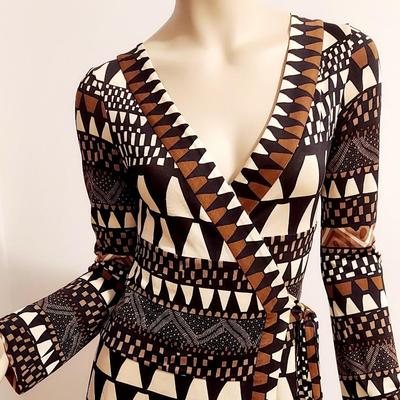 Diane Von Furstenberg Silk Wrap Dress Geometric Print