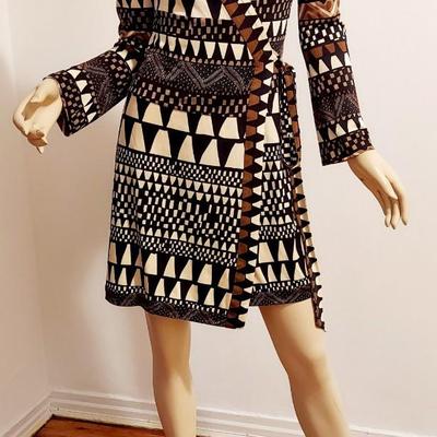 Diane Von Furstenberg Silk Wrap Dress Geometric Print