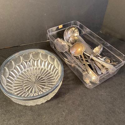 Lot 253  Silver-plate Flatware and Glass Bowl