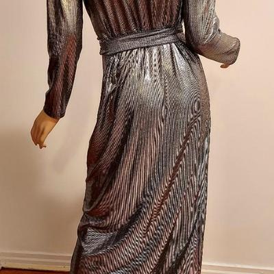 Silver Metallic Off Shoulder  High Slit Maxi Gown Sash Belt  UK