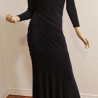 Donna Karan Collection Draped Grecian Maxi Dress Deep V Front