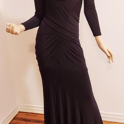 Donna Karan Collection Draped Grecian Maxi Dress Deep V Front