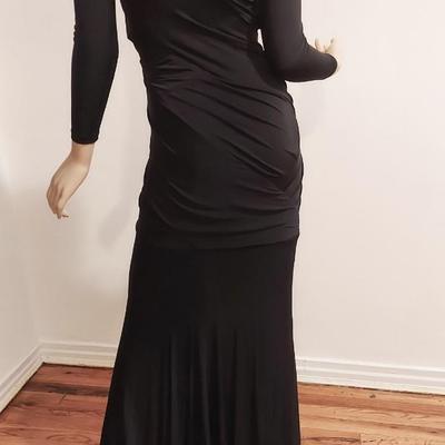 Donna Karan Collection Draped Grecian Maxi Dress Deep V Front