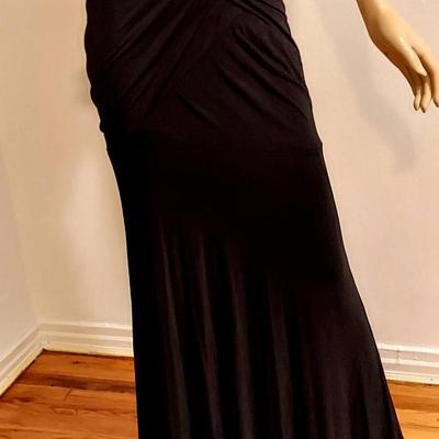 Donna Karan Collection Draped Grecian Maxi Dress Deep V Front
