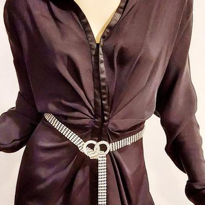 Versace 1970 Runway Batwing Demi Couture dress Detailed  Rhinestone Belt