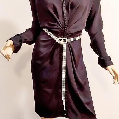 Versace 1970 Runway Batwing Demi Couture dress Detailed  Rhinestone Belt