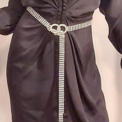 Versace 1970 Runway Batwing Demi Couture dress Detailed  Rhinestone Belt