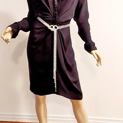 Versace 1970 Runway Batwing Demi Couture dress Detailed  Rhinestone Belt