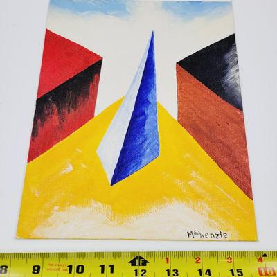 ABSTRACT ACRYLIC PAINTING ON CANVAS PANEL SIGNED