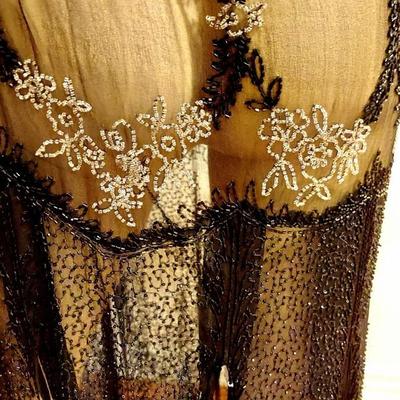 Antique Beaded Layering silk 1920s Flapper dress
