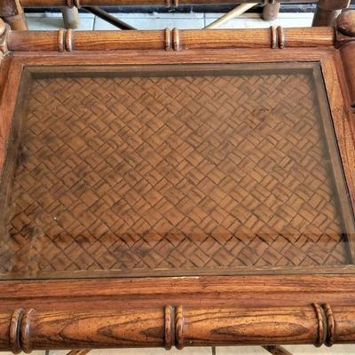 Lot #45  Pair of Vintage Faux Rattan Lamp Tables