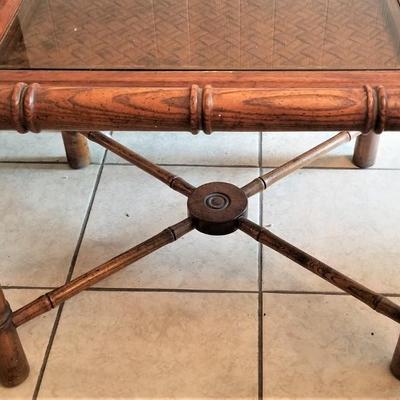 Lot #45  Pair of Vintage Faux Rattan Lamp Tables