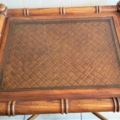 Lot #45  Pair of Vintage Faux Rattan Lamp Tables