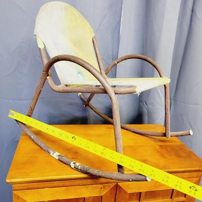 VINTAGE DOLL SIZE METAL ROCKING CHAIR