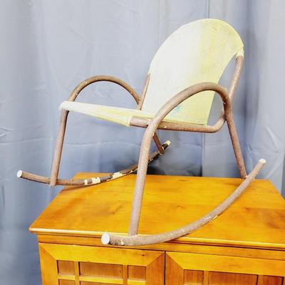 VINTAGE DOLL SIZE METAL ROCKING CHAIR