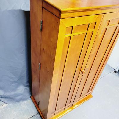 BEAUTIFUL SOLID WOOD MEDIA STORAGE SHELF CABINET