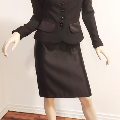 Yves Saint Laurent TuxedoSkirt Suit Satin & Wool  France Size-42