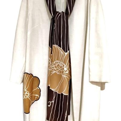 LilliDiamond Swing Coat /Sheath Dress Ensemble w/Scarf Floral Print