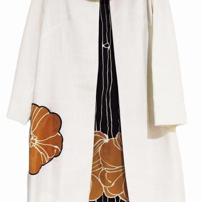 LilliDiamond Swing Coat /Sheath Dress Ensemble w/Scarf Floral Print