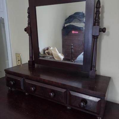 Antique Mahogany Dresser Vanity Cabinet with Swivel Mirror