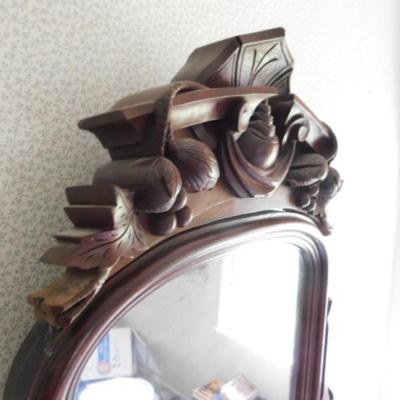 Gorgeous Antique Solid Wood Finish Dresser and Mirror with Marble Top