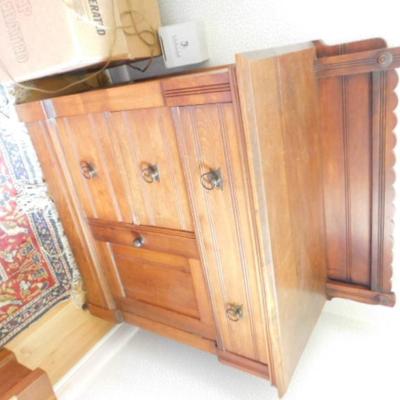 Antique Eastlake Solid Wood Washstand Cabinet