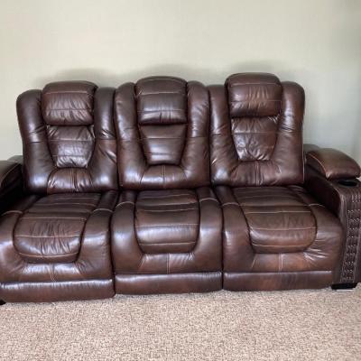 Lot 343 Faux Leather Reclining Sofa