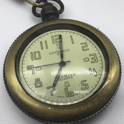 Leather Case With Working Pocket Watch
