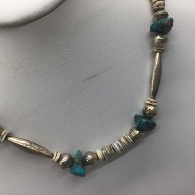 Turquoise bead shell heishi  necklace