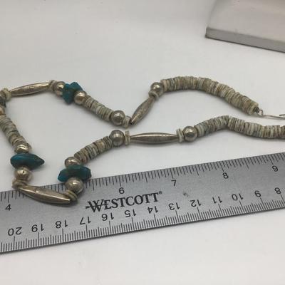 Turquoise bead shell heishi  necklace