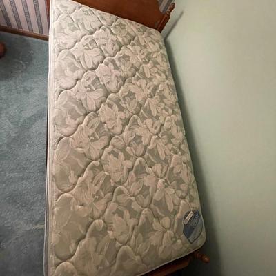 D74-Twin mattress, box spring, headboard and frame and two blankets