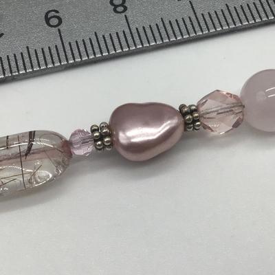 Silver 925 Pink Glass Bracelet. Tested