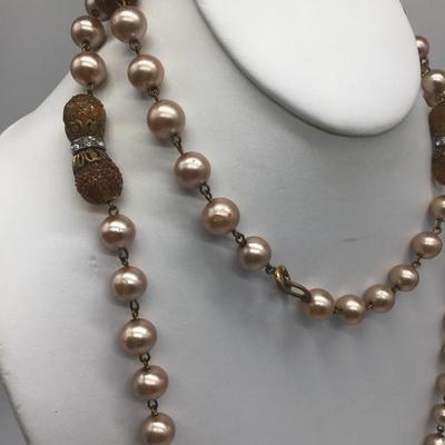 Vintage Glass Beaded and Faux Bead necklace