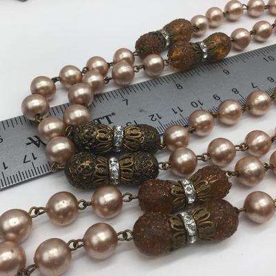 Vintage Glass Beaded and Faux Bead necklace