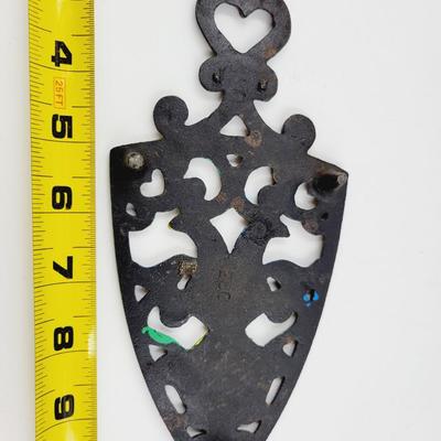 VINTAGE HAND PAINTED CAST IRON TRIVET