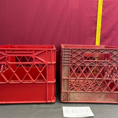 2 red milk crates