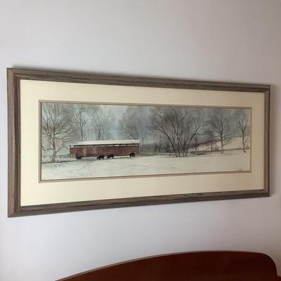 E1196 Signed Print of Buck Run Bridge by Peter Sculthorpe