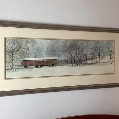 E1196 Signed Print of Buck Run Bridge by Peter Sculthorpe