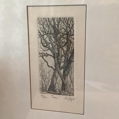 F1203 Two pieces of Art , One Engraving and One Etching