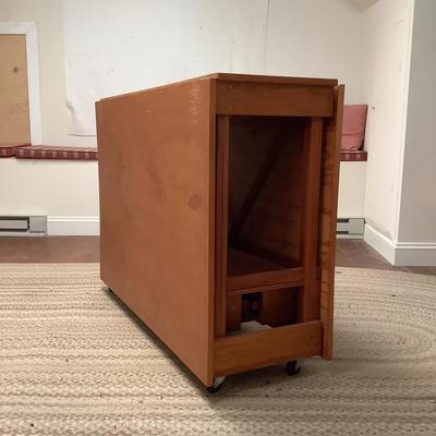 E1207 Vintage Wooden Plywood Dropleaf Sewing Craft Table