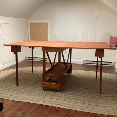 E1207 Vintage Wooden Plywood Dropleaf Sewing Craft Table