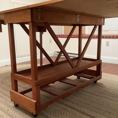 E1207 Vintage Wooden Plywood Dropleaf Sewing Craft Table