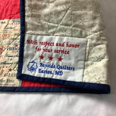 E1213 Handmade "Old Glory" Quilt with matching Pillow by Bayside Quilters