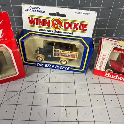 Budweiser, Win Dixie, Coca-Cola - NEW but Boxes are damaged