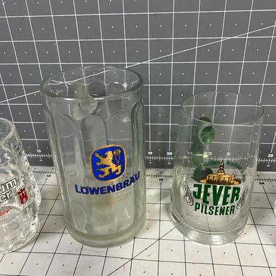 4 Mixed Lot of Glass Mugs 