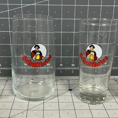 Schultheiss Beer Glasses 2 sizes 