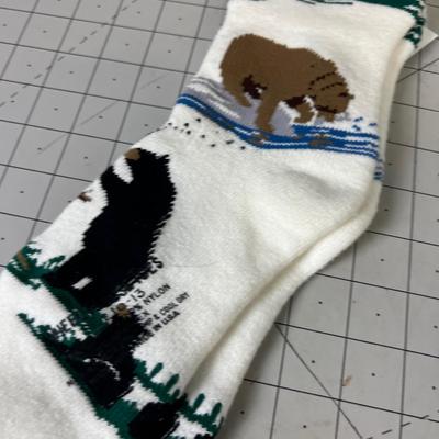 Will House Wolf and Bear Winter Socks, NEW 