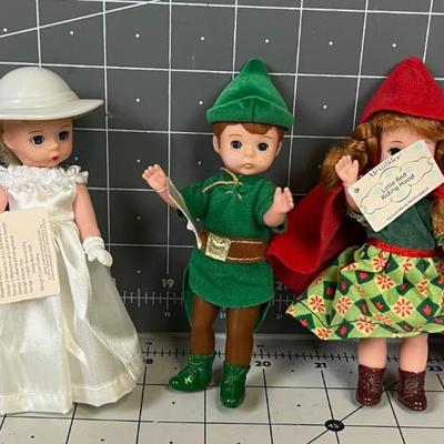 Miniature Madam Alexander Dolls; Peter Pan & Little Red Ridinghood.
